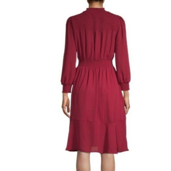 Nanette Lepore Smocked Blouson Dress Size 14, Brick Red - Picture 3 of 8